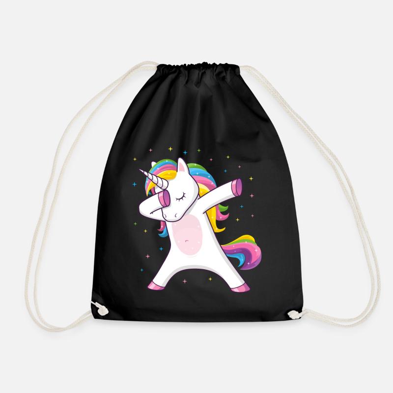 Dabbing Einhorn Geschenkidee Dabbing Unicorn - Turnbeutel - Schwarz