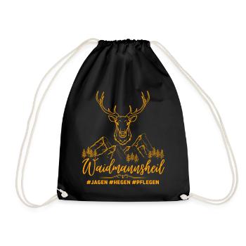 Jäger T-Shirt-Waidmannsheil-Jagen Hegen Pflegen - Turnbeutel - Schwarz - Vorne