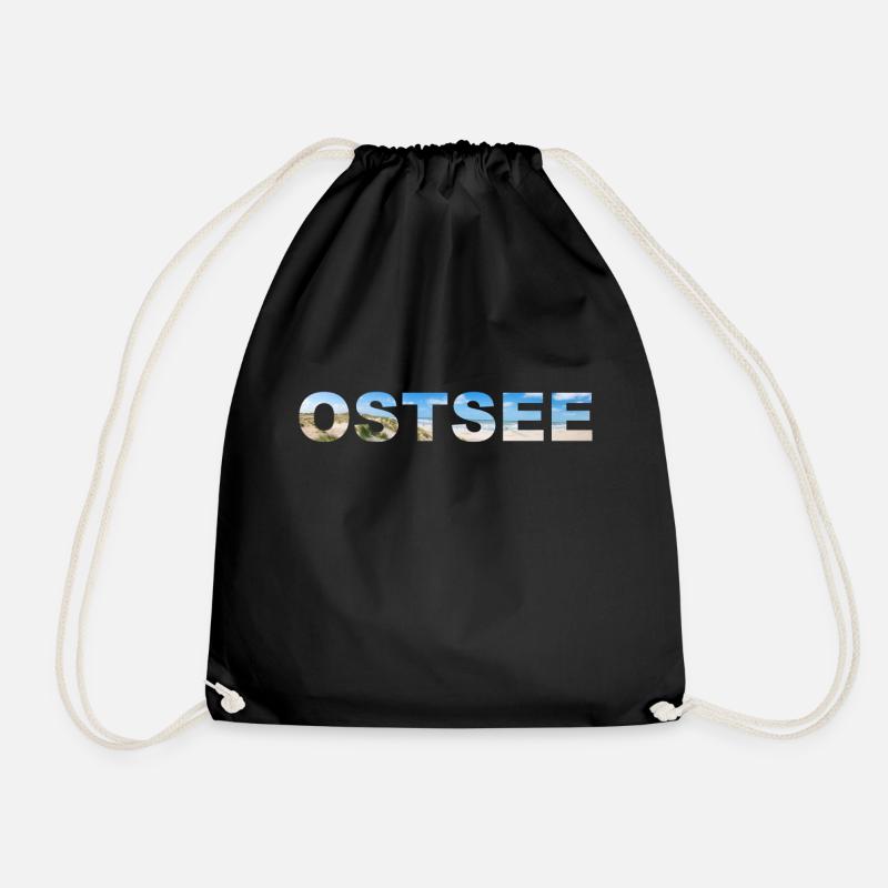 Ostsee Schriftzug Panorama - Turnbeutel - Schwarz