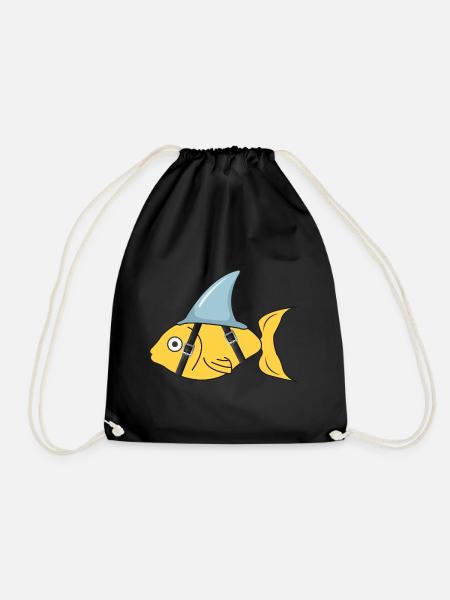 Fisch Flosse Hai Selbstbewusst Geschenk gürtel - Turnbeutel - Schwarz