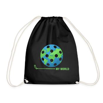 Floorball Unihockey FLOORBALL-world Floorballer - Turnbeutel - Schwarz - Vorne