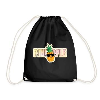 Coole Ananas mit Sonnenbrille und Schriftzug - Turnbeutel - Schwarz - Vorne