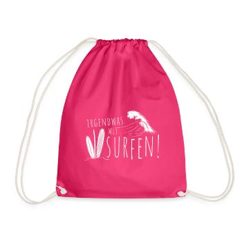 Irgendwas mit Surfen Welle Surfboard Freizeit Surf - Turnbeutel - Fuchsia - Vorne