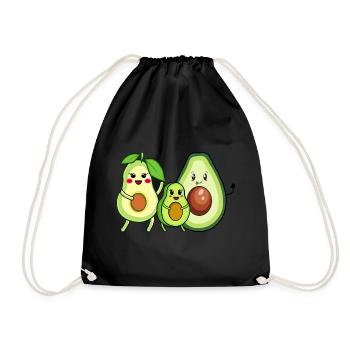 Avocado Familie im Urlaub - Turnbeutel - Schwarz - Vorne