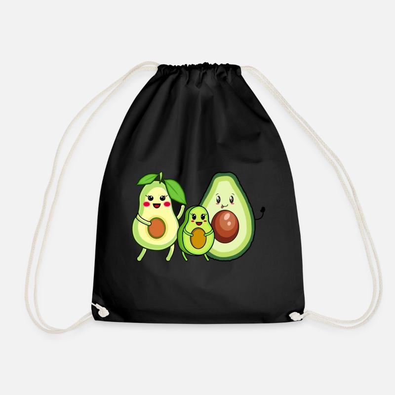 Avocado family on vacation - Drawstring Bag - black