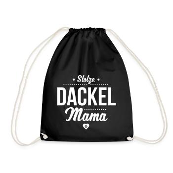 Stolze Dackel Mama Herz - Dackel Fanartikel - Turnbeutel - Schwarz - Vorne