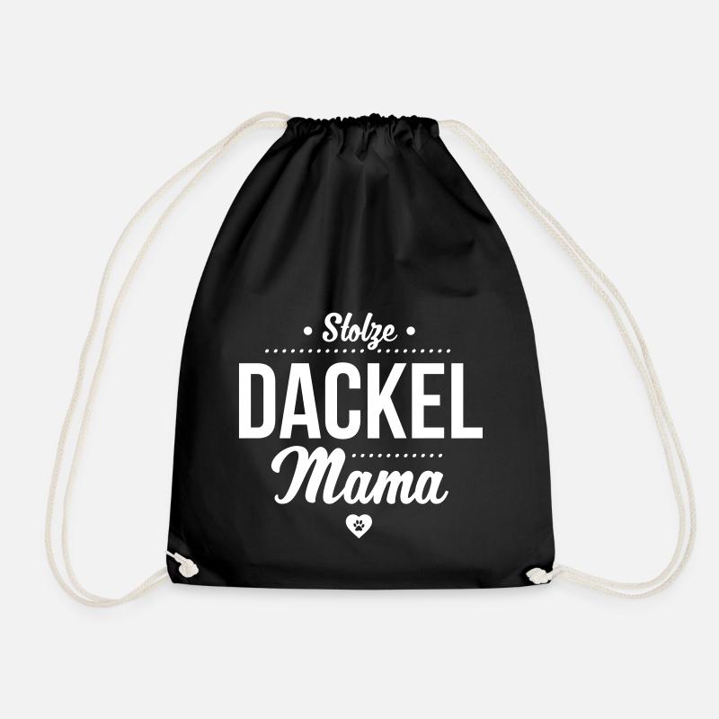 Stolze Dackel Mama Herz - Dackel Fanartikel - Turnbeutel - Schwarz