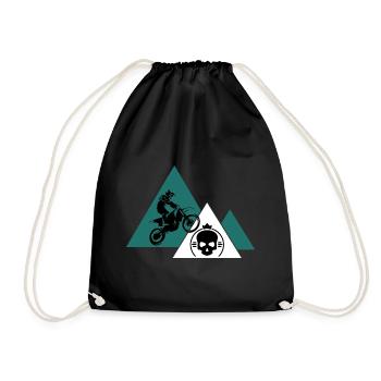 motocross dirtbike stunt motorcycle motorsport - Drawstring Bag - black - Front