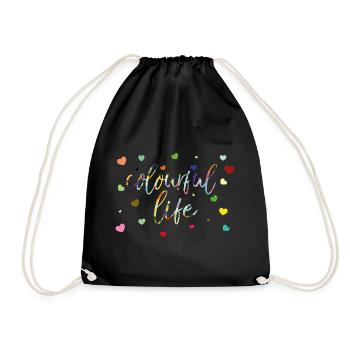 Colorful Life - color fasts! - Drawstring Bag - black - Front