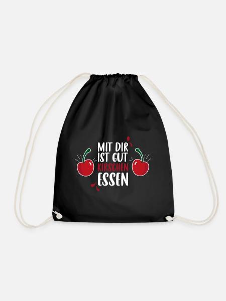 Mit dir ist gut Kirschen essen - Kirsche Geschenk - Turnbeutel - Schwarz