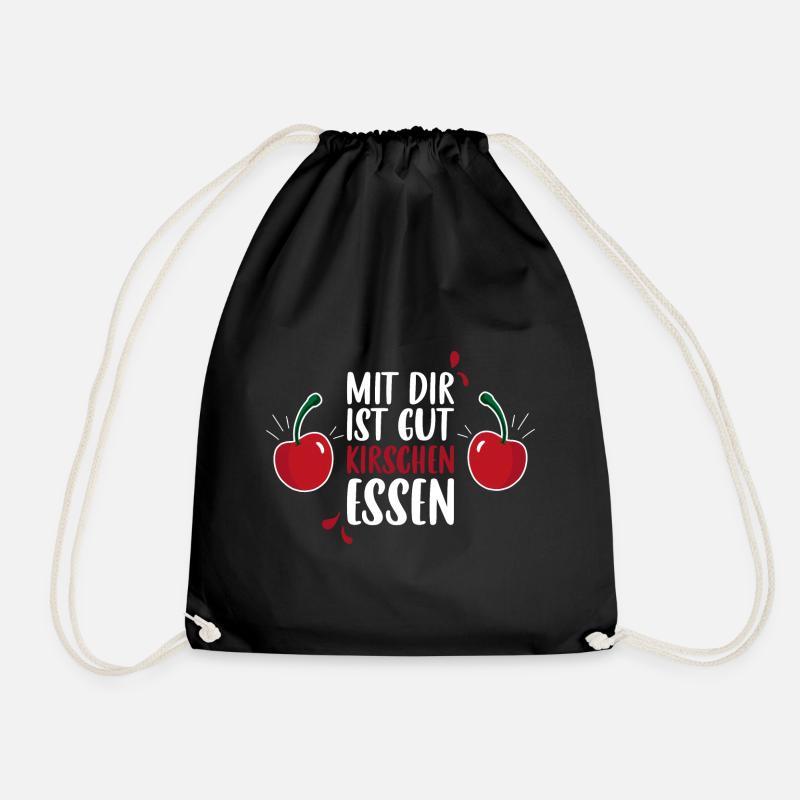 Mit dir ist gut Kirschen essen - Kirsche Geschenk - Turnbeutel - Schwarz
