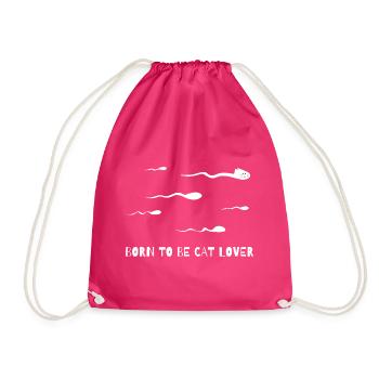 Born to be cat lover - Drawstring Bag - fuchsia - Front