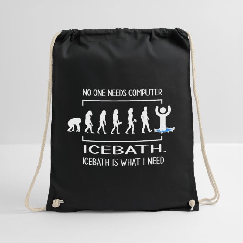 winter bather icebath ice hole evolution bathing Drawstring Bag