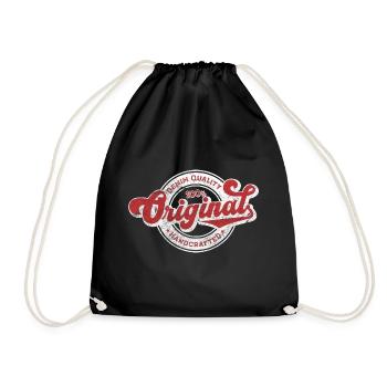 Original denim quality retro vintage red white - Drawstring Bag - black - Front