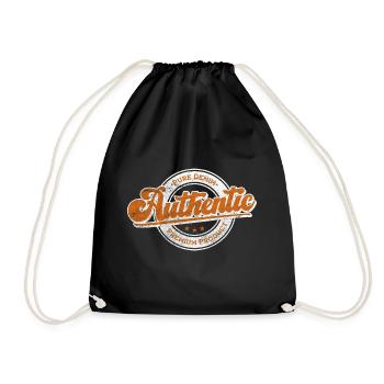 Authentic pure denim premium product retro orange - Drawstring Bag - black - Front