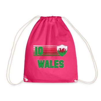 Wales Fußball Mannschaft - Turnbeutel - Fuchsia - Vorne