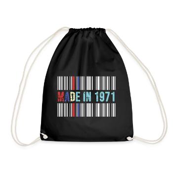 1971 birthday 51 years 51st anniversary retro barcode - Drawstring Bag - black - Front