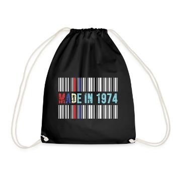 1974 birthday 48 years 48th anniversary retro barcode - Drawstring Bag - black - Front