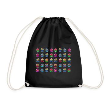 Lots of colorful muffins tartlets - Drawstring Bag - black - Front