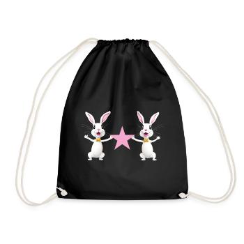 Deux lièvres gardent le rose étoilé - Sac de sport léger - noir - Devant