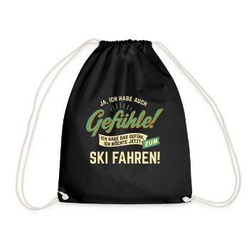 Gefuehle - ich moechte Sport - Ski! - RAHMENLOS - Turnbeutel - Schwarz - Vorne