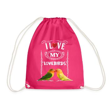 I LoveE My Lovebirds Agapornis Tshirt - Drawstring Bag - fuchsia - Front