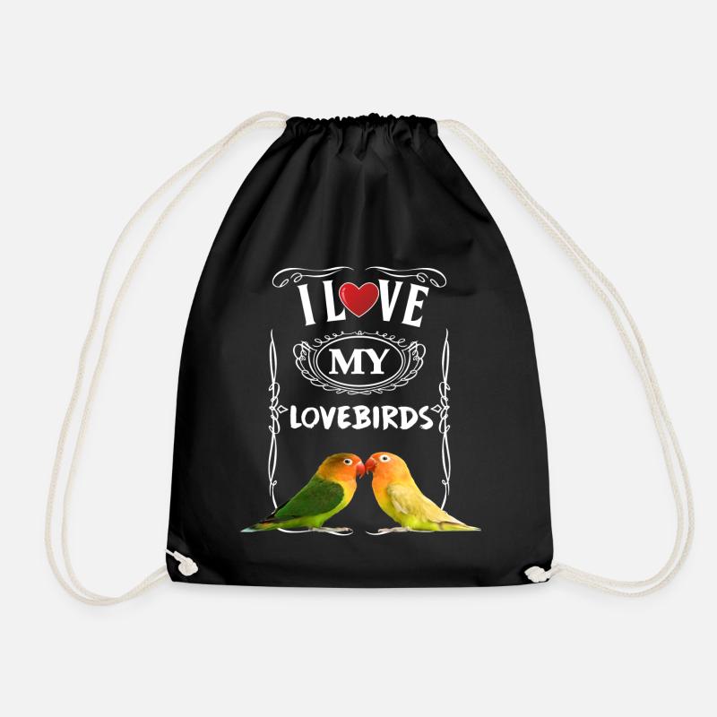 I LoveE My Lovebirds Agapornis Tshirt - Drawstring Bag - black