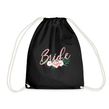 Bride shirt in boho style - Drawstring Bag - black - Front