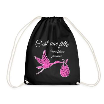 Annonce de grossesse fille: c'est une fille - Sac de sport léger - noir - Devant