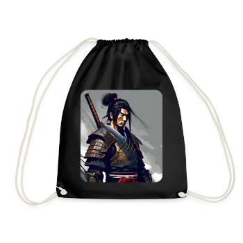 Stolzer Samurai Japan Asia Kendo Karate Ninja Judo - Turnbeutel - Schwarz - Vorne