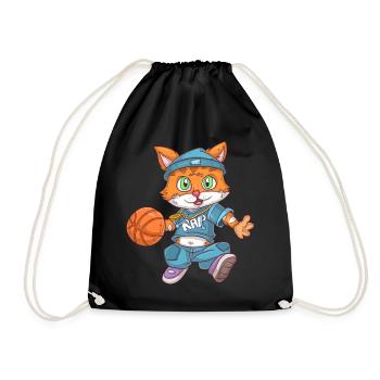 Basketball Katze - Turnbeutel - Schwarz - Vorne