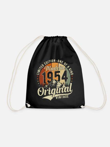 1954 Jahrgang geboren Vintage Geburtstag Geschenk - Turnbeutel - Schwarz