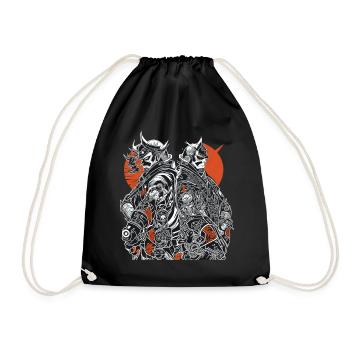 Samurai Duo: High-Contrast Armor Art - Drawstring Bag - black - Front