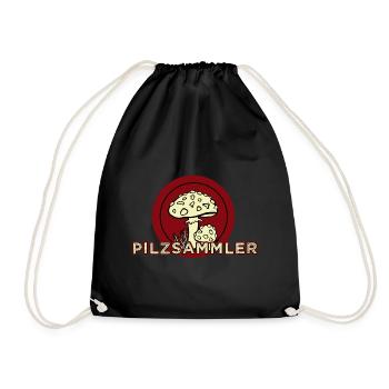 Pilzsammler Pilze suchen - Turnbeutel - Schwarz - Vorne