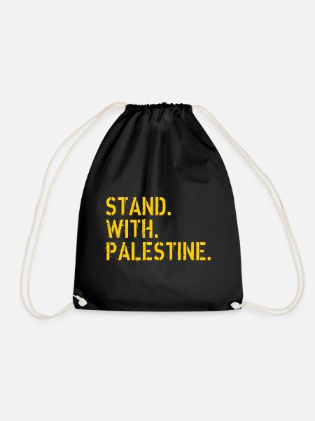 Stand With Palestine - Drawstring Bag - black