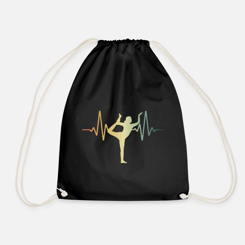 Herzschlag Yoga EKG Puls Herzfrequenz - Turnbeutel - Schwarz