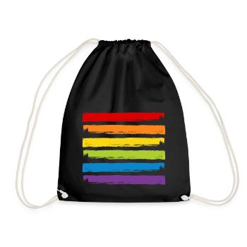 Rainbow Colors LGBT LGBTQ Gay Pride CSD Symbol - Drawstring Bag - black - Front