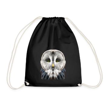owl - Drawstring Bag - black - Front