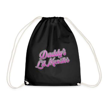 Daddy's Lil Monster- Dad's little monster - Drawstring Bag - black - Front