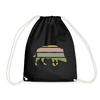 forest dwellers wild boar from the forest eber-sunset - Drawstring Bag - black - Front
