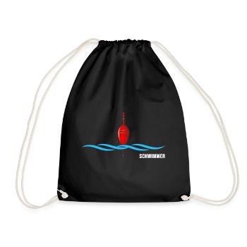 Schwimmer schwimmt im Wasser "Schwimmtrainer Boje" - Turnbeutel - Schwarz - Vorne