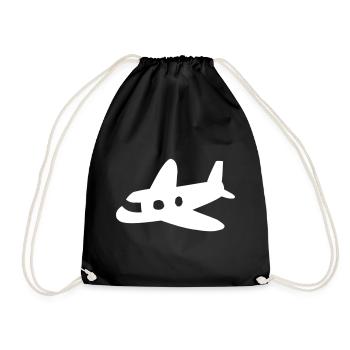 Flugzeug - Turnbeutel - Schwarz - Vorne