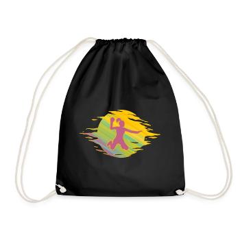 Handball Handballspielerin Sprungwurf handballgirl - Turnbeutel - Schwarz - Vorne