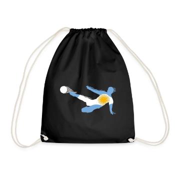 Football player in flames, flag Argentina - Drawstring Bag - black - Front