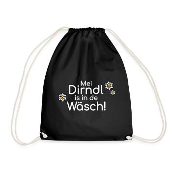 Mei Dirndl is in de Wäsch - Turnbeutel - Schwarz - Vorne