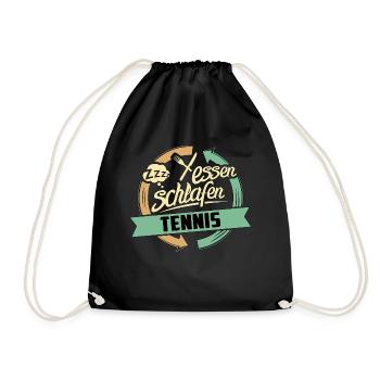 Sport Design Tennis RAHMENLOS Geschenk Hobby - Turnbeutel - Schwarz - Vorne