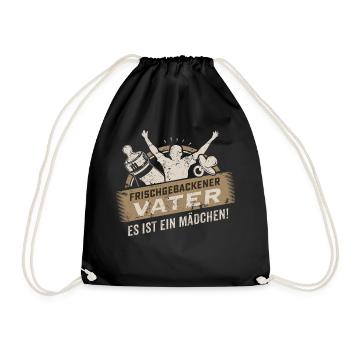 Frischgebackener Vater Mädchen Farset 2 - Geschenk - Turnbeutel - Schwarz - Vorne