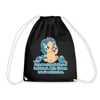 Mein Einhorn hat sie zerbrochen. - Turnbeutel - Schwarz - Vorne