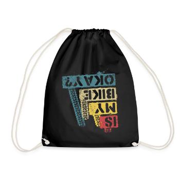 Downhill MTB Bike Biker Gift - Drawstring Bag - black - Front