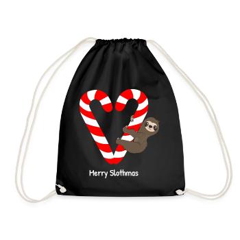 Sloth Lazy Cute Sloth Gift - Drawstring Bag - black - Front